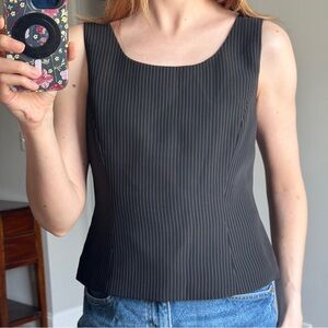 Tahari Vintage Pinstripe Sleeveless Blouse Top